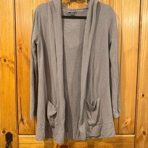 Barefoot Dreams CozyChic Ultra Lite Tan Ribbed Hooded Cardigan